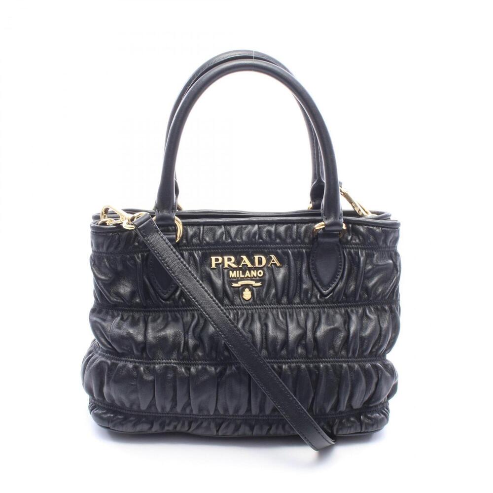 Prada PRADA 2-Way Handbag, Leather, Women's, Black, 1BA172